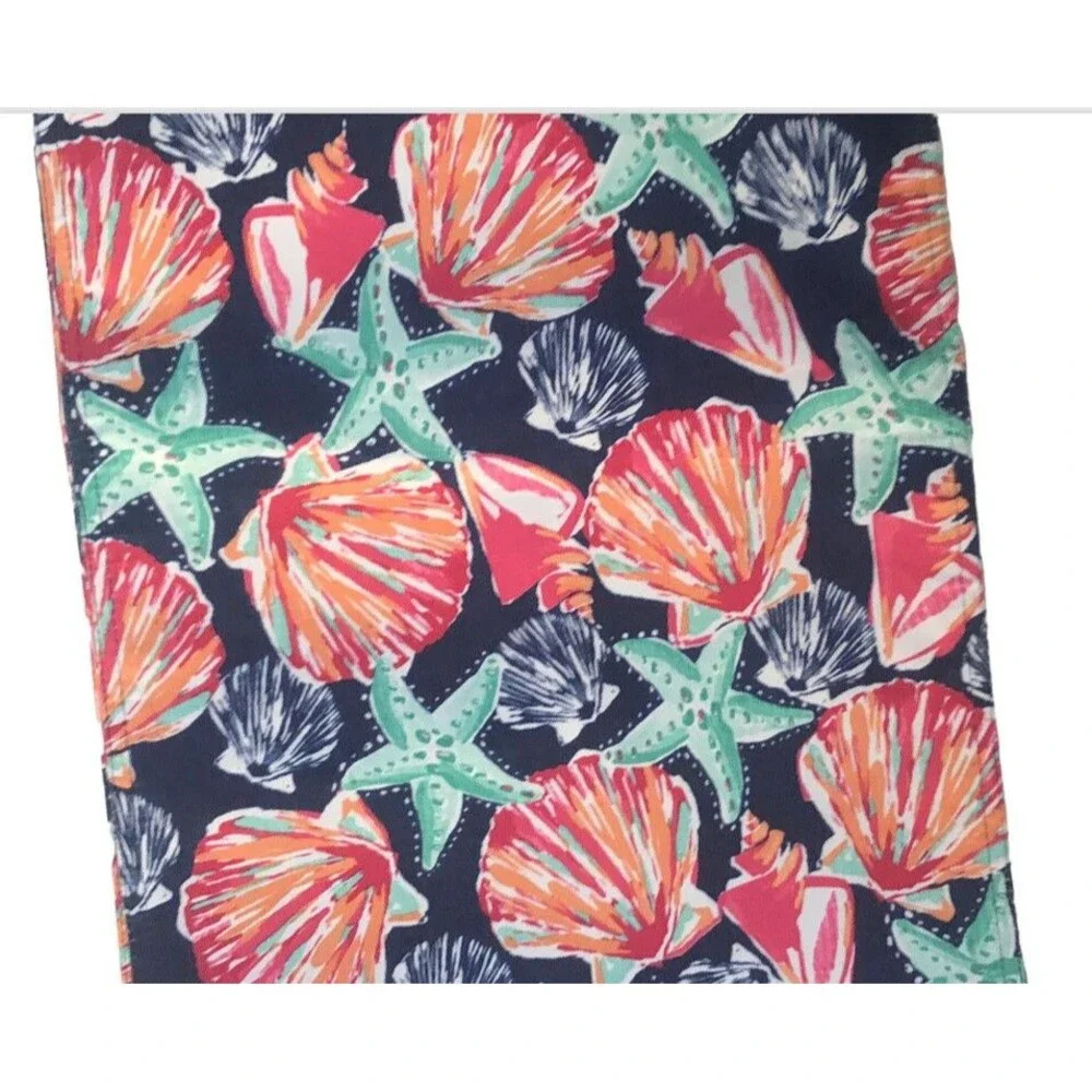 Sigrid Olsen Table Runner 15x90 Beach Seashells Reversible Indoor Outdoor Navy